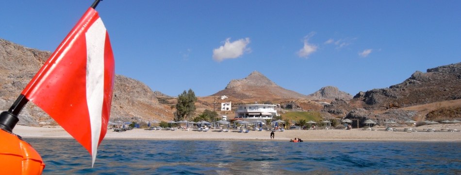 scuba diving in sheltered bay on south coast of Crete
